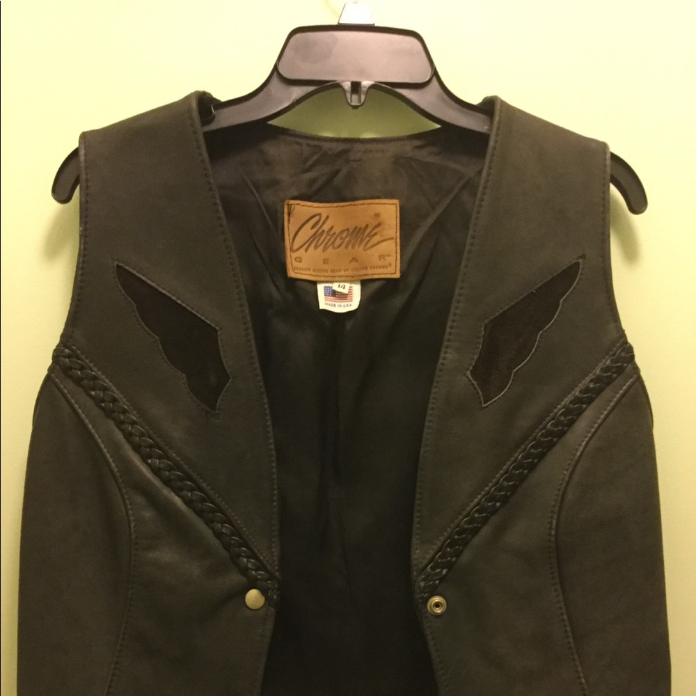 Chrome Gear Leather Bikers Ladies Vest